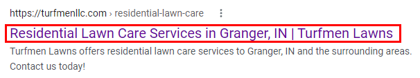 lawn care page title in serp Groow